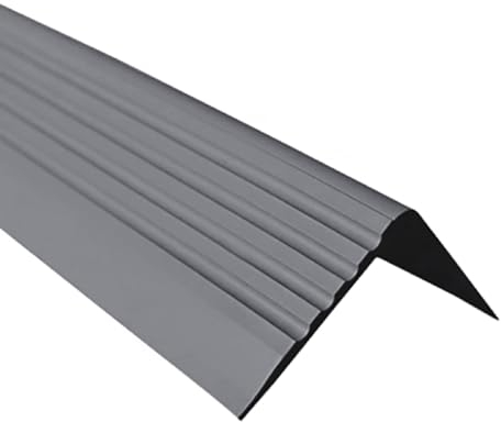 Profilo per bordi scale - Profilo angolare in PVC autoadesivo, Paraspigolo - Strisce antiscivolo per gradini - RGP 50x42mm, grigio scuro, 150cm