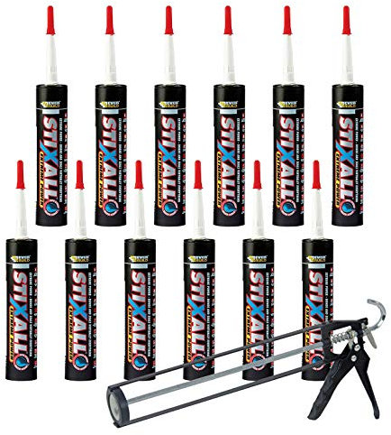 Stixall Polymer Grab Sealant Gun - 290ml Caulking Adhesive With Pro Applicator - Extra Durable 12-Pack