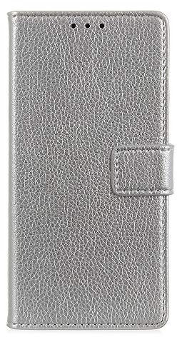 Brand Set Funda para ZTE Blade A5 2020 Premium Cartera Estilo Flip de Piel Sintética Funda con Seguro Cierre de Cierre Magnético y Función de Soporte, Carcasa para ZTE Blade A5 2020-Plata