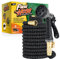 Flexi Hose Upgraded Expandable Ga rden Hose, Extra Strength, 3/4 Solid Brass Fittings - The Ultimate No-Kink Flexible Water Hose, 8 Function Spray Included (75 FT, Grey/Black) Perfect for Fathers Day