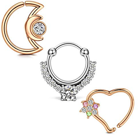 Mayhoop 16G Septum Ring Septum Piercing Nose Rings Hoop 16G Surgical Steel Clicker Ring Cartilage Tragus Helix Earrings Hoop Ring Piercing Jewelry Diameter 8-14MM