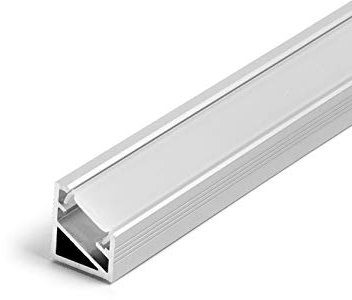 DQ-PP LED ALUMINIUM PROFIL | Modell L | 2m | alu-eloxiert | satiniert Abdeckung | 4 Klammern und ohne Endkappen | Alu Schiene Leiste für LED-Streifen