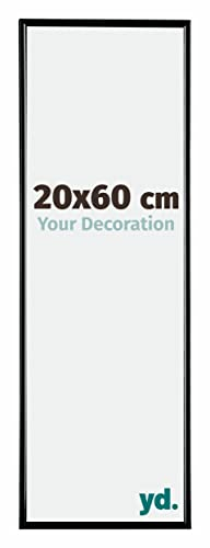 Your Decoration - Bilderrahmen 20x60 cm - Schwarz Hochglanz - Bilderrahmen aus Kunststoff mit Acrylglas - Antireflex - 20x60 Rahmen - Evry