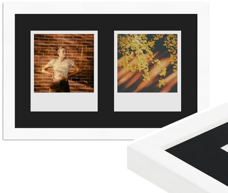 WANDStyle Polaroid Bilderrahmen Weiß, für 2 Sofortbilder, aus Holz, im Stil Modern, zum Aufhängen, Made in Germany - H950