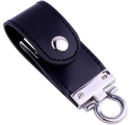HXSZWJJ USB 3.0 Leather Usb Flash Drive Key Chain Pen Drive 4GB 8GB 16GB 32GB 64GB Business Memory Stick Gift (Capacity : 16GB, Color : Black)