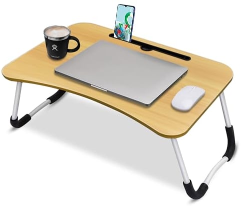 Albert Austin Laptop Bed Desk Portable and Stable Laptop Bed Table with Secure Anti Slip Foldable Legs Integrated Tablet Holder Laptop Tray for Sofa Couch Breakfast Writing Reading Laptop Table