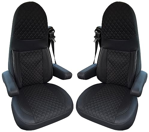 BREMER SITZBEZÜGE Wohnmobil Schonbezüge für Aguti GIS Liner und Milan Sitze | 2er Schonbezug Set inkl. Armlehnen-Bezüge in Schwarz | GT404