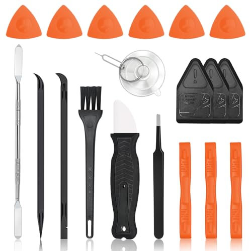 HEARTHFUN Lot de 20 mini leviers en plastique avec pince à épiler et ventouse, kit de réparation pour iPhone/iPad, ordinateur portable, PS5, Switch, Xbox, écran de téléphone, Mac, tablette, ordinateur
