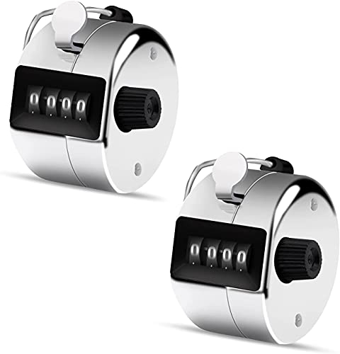 KARLOR 2 Stück Zähler Klicker, Handzähler Counter Klicker Schrittzähler Mechanischer Handzähler 4 Ziffern für Inventur, Sport, Marketing, Flugzeug, Golf
