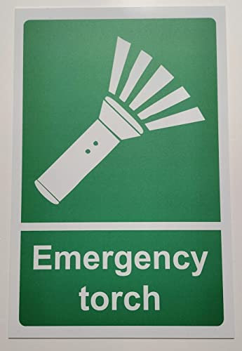 Emergency Torch Safety Sign - 3mm Aluminium Sign (200mm x 150mm)