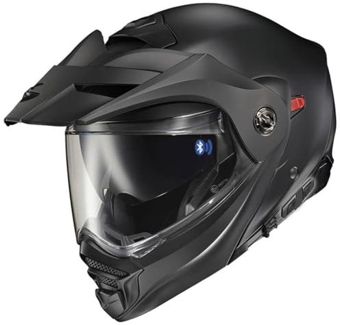 Scorpion ADX-2 Bluetooth Sena Intercom Integrado Negro Mate - Casco de Moto Trail Modular P/J + Pinlock - Casco con Visor Solar Homologado ECE (L)
