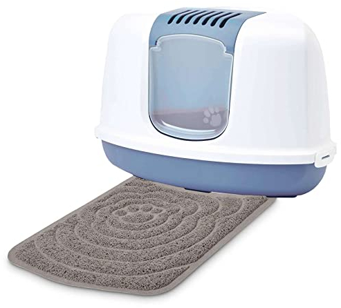Sparpack Katzentoilette Eck-Toilette Nestor Corner Weiss-blau inkl. Streumatte
