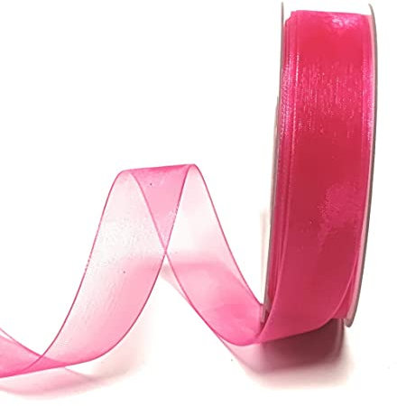s.dekoda Schleifenband 50m x 25mm Pink Organza Chiffon Geschenkband Organzaband [1350-116]