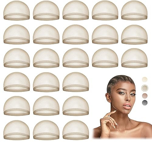 MYKURS Haarnetz für Perücken, Wig Caps for Lace Wigs, Transparent Perückenkappe für Frauen, Perückennetz, Hellbraun 24 Stücke