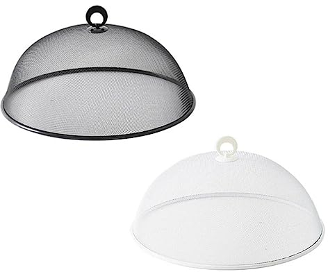 Cabilock 2 Stücke Edelstahl Fliegenhaube Lebensmittel Abdeckhaube Speiseschirm Metall Kuchenhaube Mesh Kuchen Abdeckung Fliegenschirm Obstfliegen Haube Fruchtfliegen Küche Fliegenschutz