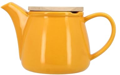 NOVASTYL - Théière anna 500ml en grès jaune couvercle en hevea - 3020355