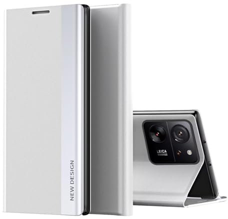 FMPCUON Compatible with iPhone 15 Pro Case, iPhone 15 Pro Phone Case, Compatible with iPhone 15 Pro, Flip Cover Kickstand [Premium PU leather case], support, White