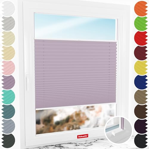 Schuette® Plissee mit Bohren zum Anschrauben ● Thermo Kollektion: Pastel Grape (lila) ● 85x120cm (Breite x Höhe) ● Suprafix Faltrollo Befestigung ● Bequeme Rollo Montage inkl. Video