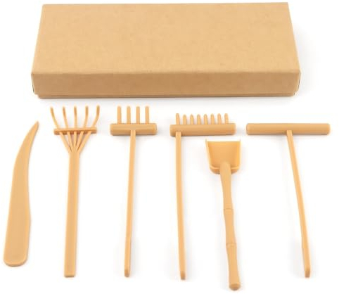 6-teiliges Zen-Gartenwerkzeug-Set, Zen-Garten-Rechen, Meditationssand, Heimdekoration, Sandstift für Zuhause, Büro, Tischdekoration, Sand-Set, Meditationsgeschenke (beige)