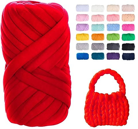 Uiopa Bulky Armstricken Wolle, 500g Dicke Wolle Sperrige Handstrickgarn, Grob Gestrickte Schlauchgarn Häkelwolle Chunky Yarn für Taschen, Decken, Körbe, Haustiernester, DIY-Kunsthandwerk
