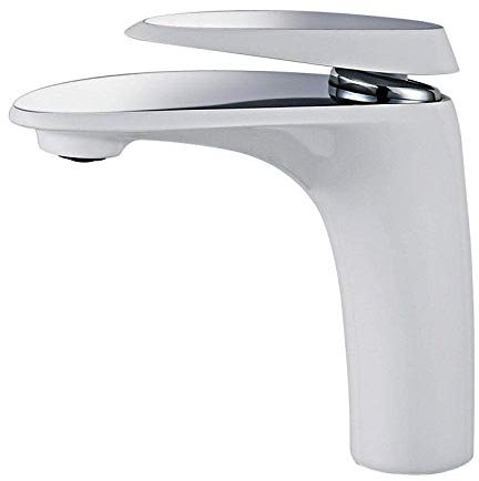 White Brass Material Basin Surface Chrome Plated& White Paint Bathroom Washbasin Mixer Water Tap