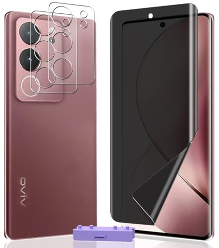 AnnhanT Schutzfolie für Vivo V29 Sichtschut Folie Weich TPU 1 Stück und für Vivo V29 Panzer Schutz Glas Kameraschutz 2 Stück. Anti-Spy Privatsphäre für Vivo V29 Displayschutz