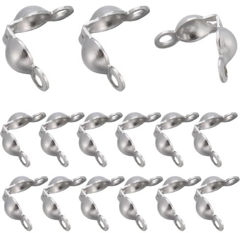 SUNNYCLUE 1 boîte 400 pièces Cache Noeud Acier Inoxydable, Couvre-Perles à Sertir, Embouts de Perles, Couvre-Nœuds, Petits Couvre-Nœuds, Perles Ouvertes, Embouts pour la Fabrication de Bijoux