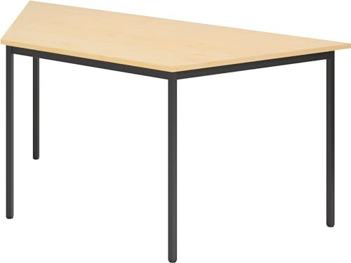 bümö Tisch, Multifunktionstisch 120 x 80 cm in Ahorn/Schwarz - Besprechungstisch, Konferenztisch, Meetingtisch, Mehrzwecktisch, Pausentisch, Besprechungsraum, Meetingraum, Pausenraum