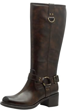 MARCO TOZZI Damen Hohe Stiefel mit Absatz Kniehoch mit Blockabsatz, Braun (Cafe Antic), 36 EU