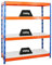 PROREGAL Profi Schwerlastregal Rhino BREIT blau/orange HxBxT 180x160x60cm Fachlast 500kg 4X Melamin-Ebenen 16mm Garagenregal, Lagerregal, Steckregal, Weitspannregal