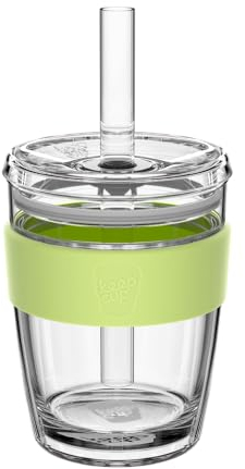 KeepCup Cold Cup - Longplay Double Wall Glass Ice Coffee Tumbler with Lid and Straw - 12oz (340ml) - Chartreuse Green