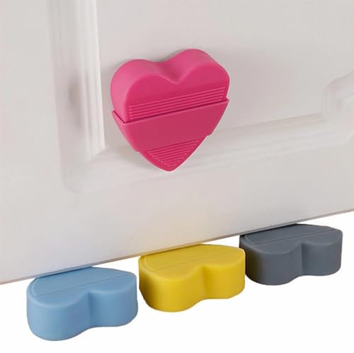 4Pcs Door Wedge Stoppers, Rubber Heart Shape Doorstop Door Holder with Storage Base, Anti-Skid Floor Wall Protector, Cute Home Accessories