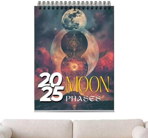 Mondphasenkalender, Mondkalender,12-Monats-Mondphasen-Wandkalender | Tages-, Wochen-, Monatsplaner, Wandkalender, läuft von Januar 2025 bis Dezember 2025