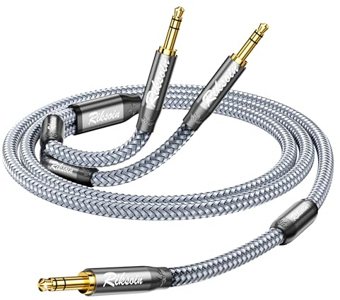 Audio Splitter Kopfhörer Adapter Y Adapter 3,5 mm auf Doppel 3,5 mm Klinkenstecker Headset 4-Pin Mikrofon Adapter Audio Splitter Kabel Kompatibel mit Kopfhörer, PC,PS4,Gaming Headset, Laptop etc.0.6m