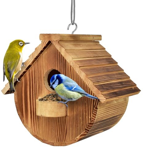 Maisons à oiseaux pour l'extérieur, nichoir en bois avec mât pour pinsons, bleuets, cardinaux, nichoir à suspendre, jardin, chalets de campagne