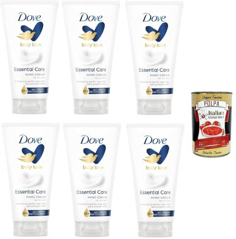 Dove body love Essential Care Hand Cream for dry skin, Handcreme für trockene Haut, 6x 75 ml + Italian Gourmet polpa 400g