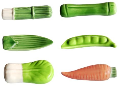 FUNOMOCYA 6-teilige Keramik Essstäbchenablage Gemüse Serie Essstäbchenständer Löffelständer