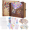 Our Adventure Book 146 Pages Scrapbook Photo Album with Scrapbooking Supplies, 3D Retro Embossed Letter Leather Hard Cover Movie Up Travel Journal Memory Book For Couples