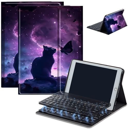 Keyboard Case for Amazon Fire Max 11 (13th Generation, 2023 Release), Detachable Wireless Bluetooth Keyboard and Auto Sleep/Wake Fire Max 11 Tablet Case with Keyboard, Black Cat Galaxy