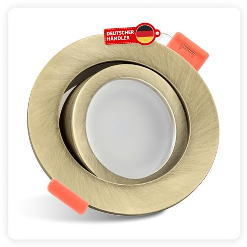 luxvenum LED Einbaustrahler 230V 7W - 1x dimmbare LED Deckenleuchte extra flach nur 25mm, 120° Abstrahlwinkel, 90 CRI Farbwiedergabe, Deckenspots für Flur, Wohnzimmer, Küche, Farbe Bronze, 3000K