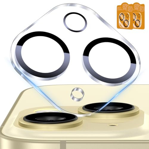 UM UNIQUEME pour iPhone 15/15 Plus Protection de Camera - 2 Pièces Ultra HD 9H Protection Objectif pour iPhone 15/15 Plus, résistant aux Rayures, Stable et Fiable