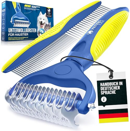 PETPROVED Hundebürste Langhaar Katzenbürste Langhaar Hundebürste Unterwolle Hundekamm Hunde Bürste Unterfellbürste Katze Unterfellbürste Hunde Fellbürste Hund Entfilzungskamm Entfilzungsmesser Katze