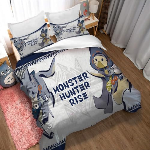 Ste-X Bettbezug-Set Monster Hunter – Premium 1600 Ultra-Soft T – Leicht – Kühlender Bettbezug – Bettwäsche Mit 2 Kissenbezügen (220x240cm,MH 06)