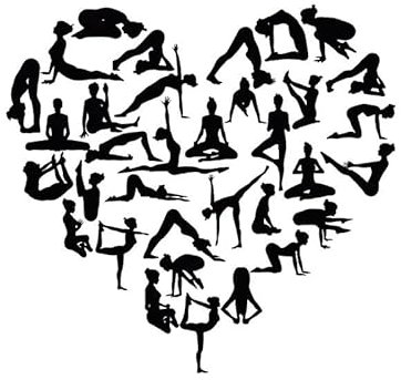 JIFENLI Autoaufkleber 13,9 * 13,2 CM Yoga Zentrum Herz Mädchen Pose Gesundheit Schönheit Schwarz/Silber Vinyl Aufkleber Auto Aufkleber