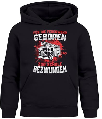 MoonWorks® Kinder Hoodie Jungen Feuerwehr Löschzug Spruch lustig Coole Jungs sind bei der Feuerwehr Jungengeschenke