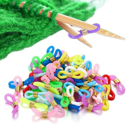 60 Maschenstopper Farbe Stricknadeln,Silikon Stricknadelkappen,Stricknadelstopper,Geflochtenes Zubehör, für Webhandwerk,zum ein Verrutschen zu verhindern