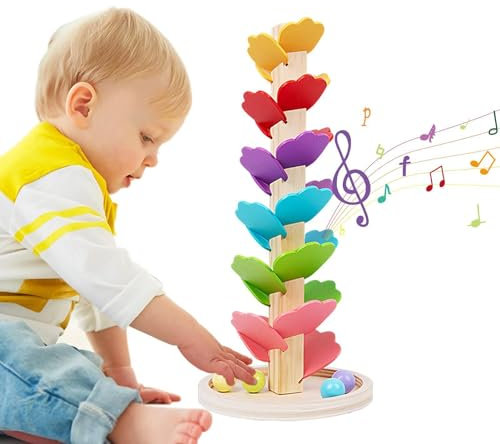 Music Tree Wooden Marble Run,Wooden Music Tree,Rainbow Musical Tree,Colorful Rolling Ball Tower,Rainbow Singing Tree Toy,Wooden Ball Drop,Track Game Ball Drop Game,Colorful Musical Tree