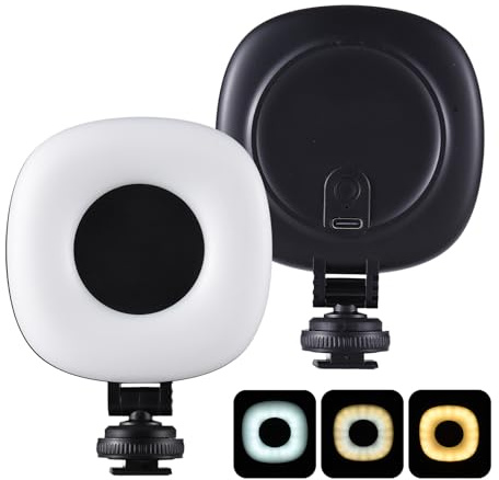Andoer 2er-Pack LED-Videoleuchte, LED Videolicht 3 Beleuchtungsmodi 3 Helligkeitsstufen, Kamera Licht Klein eingebauter Akku mit Blitzschuhadapter für Produktfotografie YouTube Vlogs