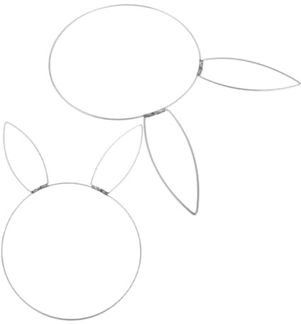 JUMPLAWN 2 Stück Hasenkopf Reifen Hasenkranz Ring Osterhasen Rundkranz Hasenkopf Kreiskranz Hasenkopf Metallornament Hasenkopf Rundornament Hasenkopf Kreisdekor Silbereisen