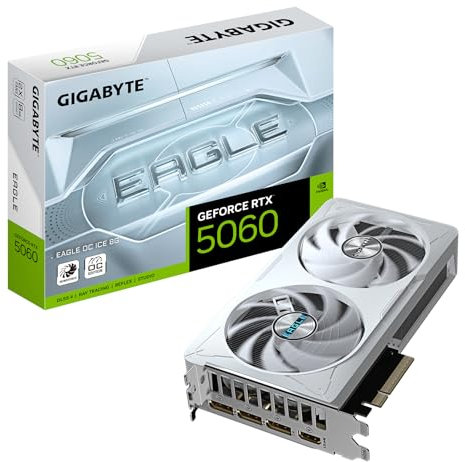 Gigabyte GeForce RTX 5060 EAGLE OC ICE 8G Graphics Card - 8GB GDDR7, 128bit, PCI-E 5.0, 2550 MHz Core Clock, 3 x DisplayPort, 1 x HDMI, GV-N5060EAGLEOC ICE-8GD